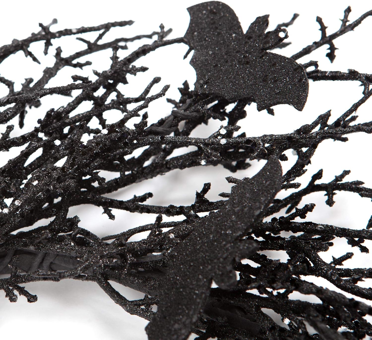 18 Inch Black Bat Wreath with Glitter Halloween Decor