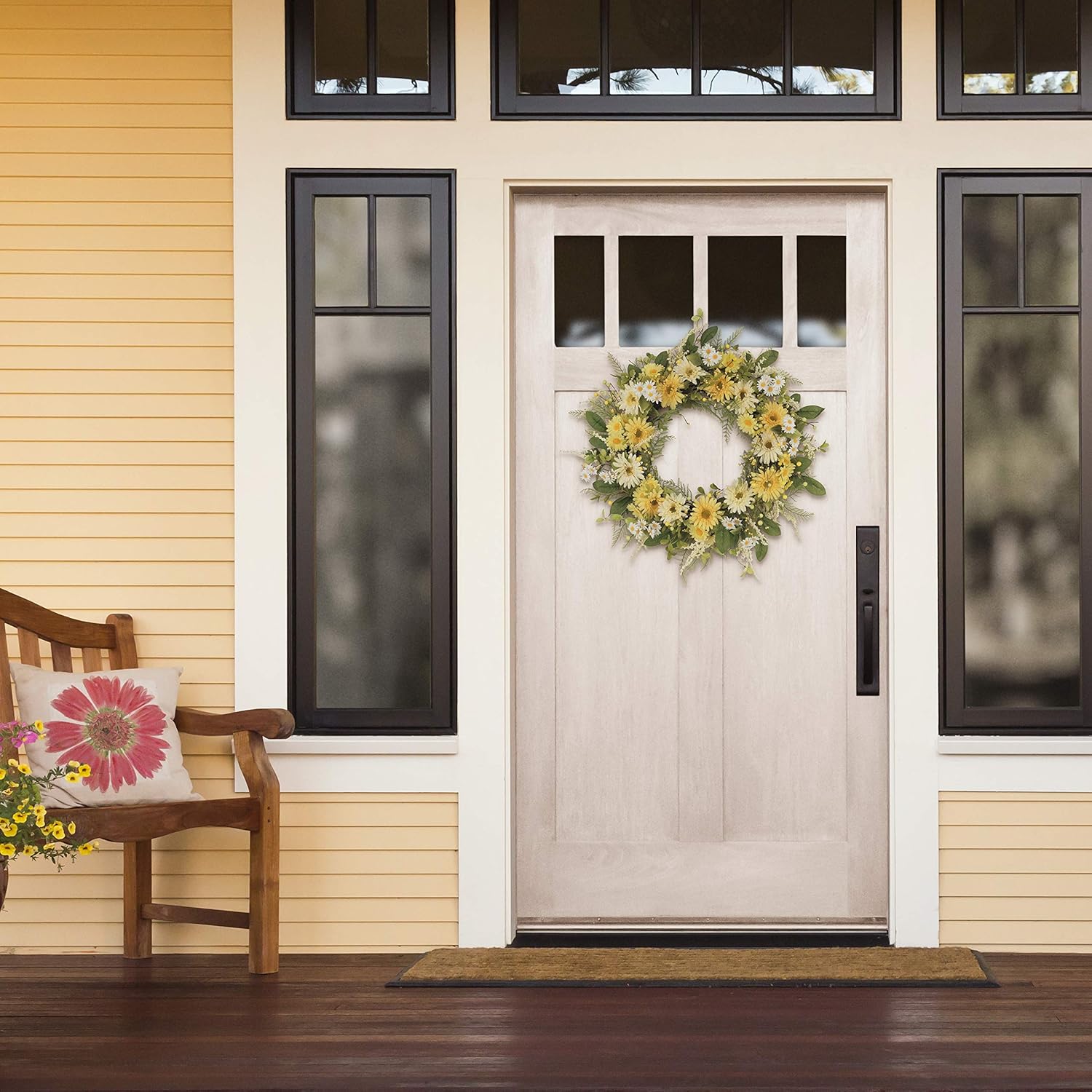 Puleo International 30 Inch Artificial Chrysanthemum and Daisy Wreath