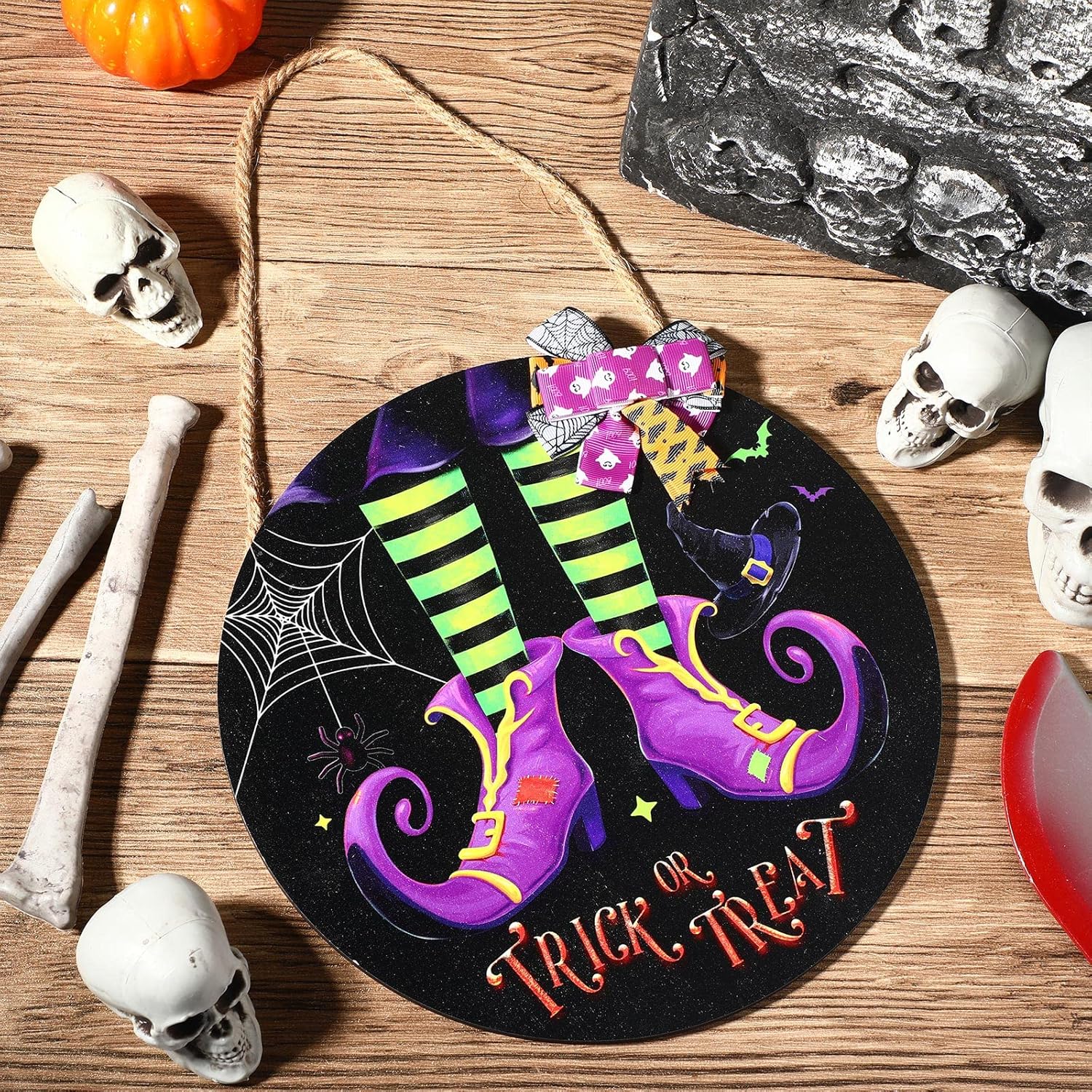 Capoda Halloween Witch Door Sign with Bow