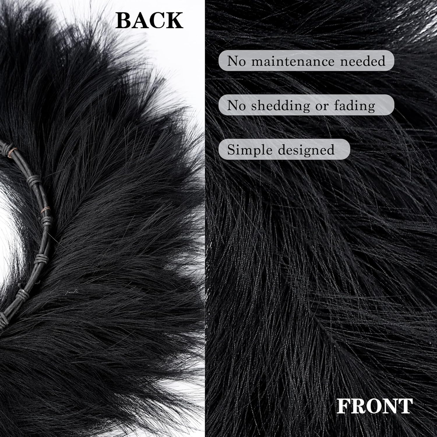Sggvecsy 26 Inch Faux Pampas Grass Wreath Black