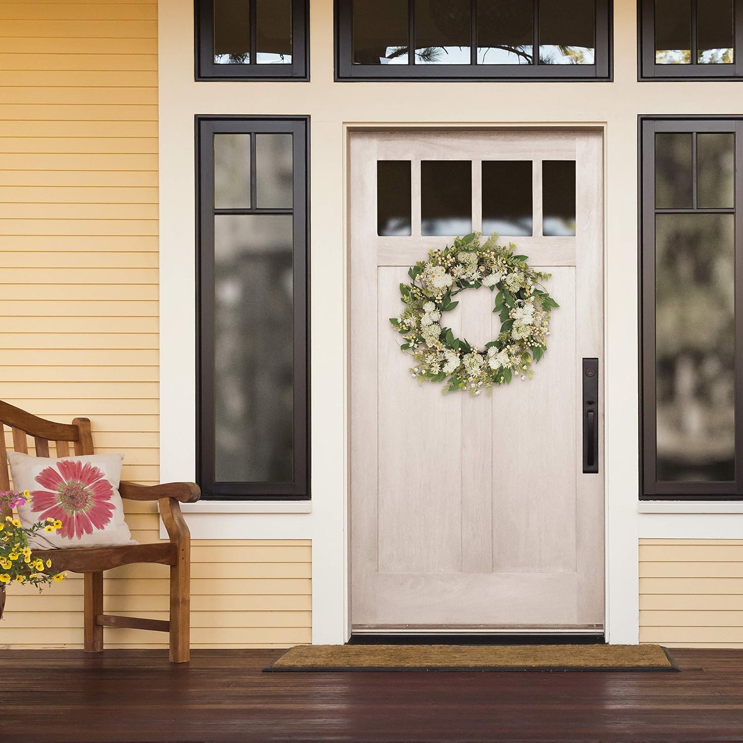 Puleo International 30 Inch Artificial Chrysanthemum Daisy Door Wreath