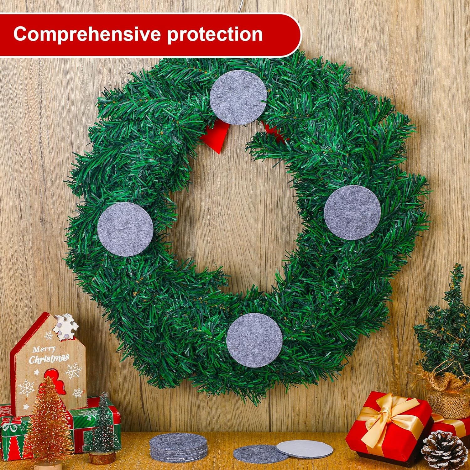 12 Pcs Grey Felt Door Wreath Pad Protector