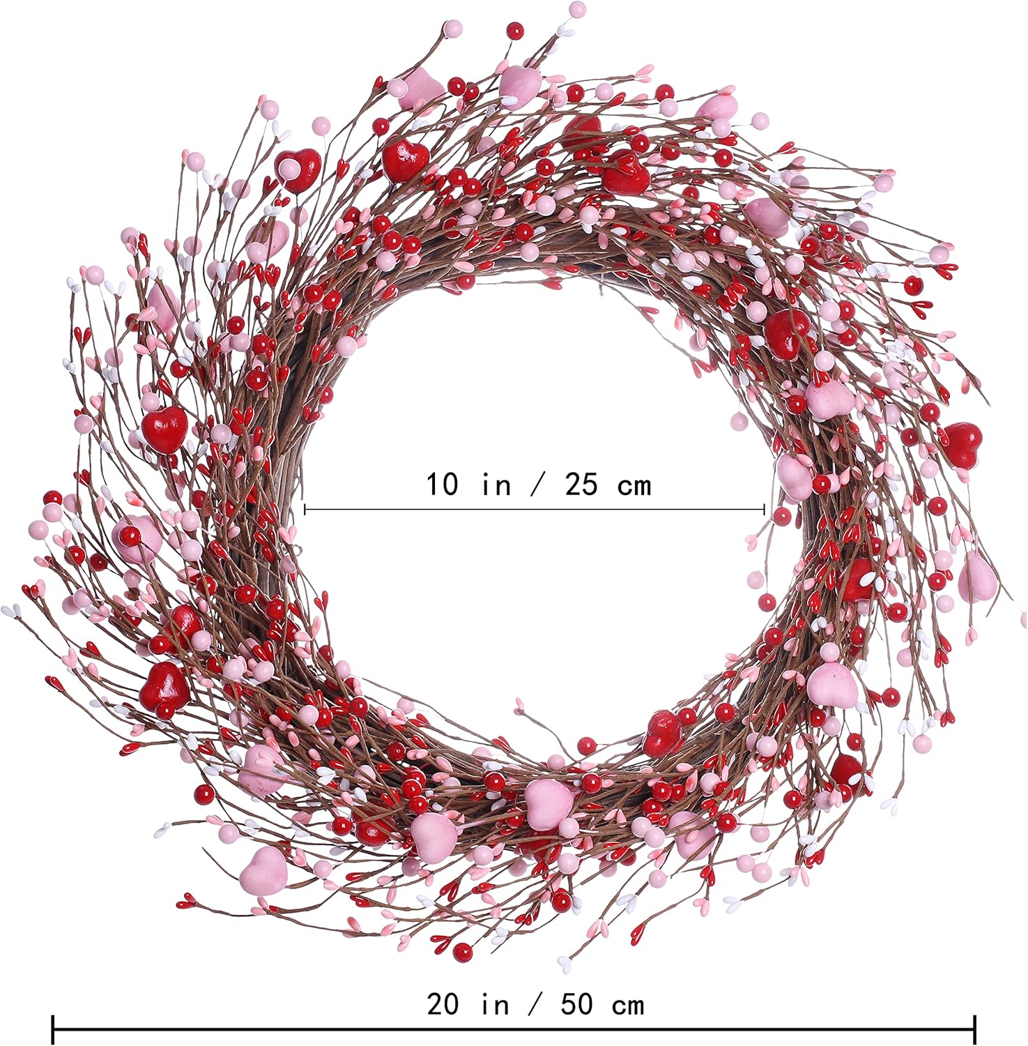 JFLORU 20 Inch Valentine Wreath for Front Door