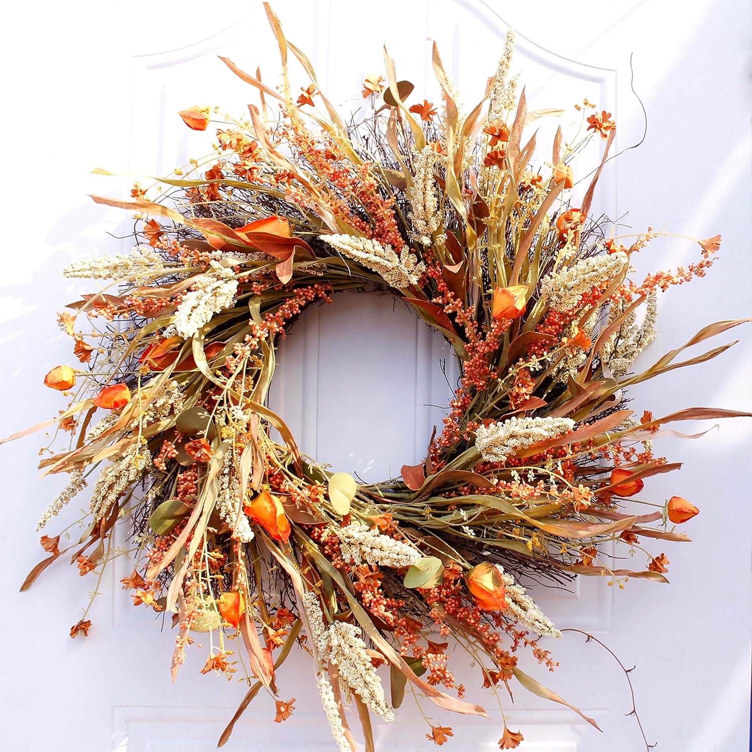 Dseap 24 Inch Fall Wreath for Front Door