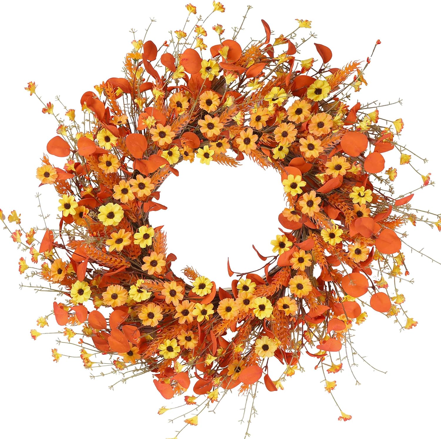 Autumn Harvest Wreath 24 Fall Daisy Door Decor