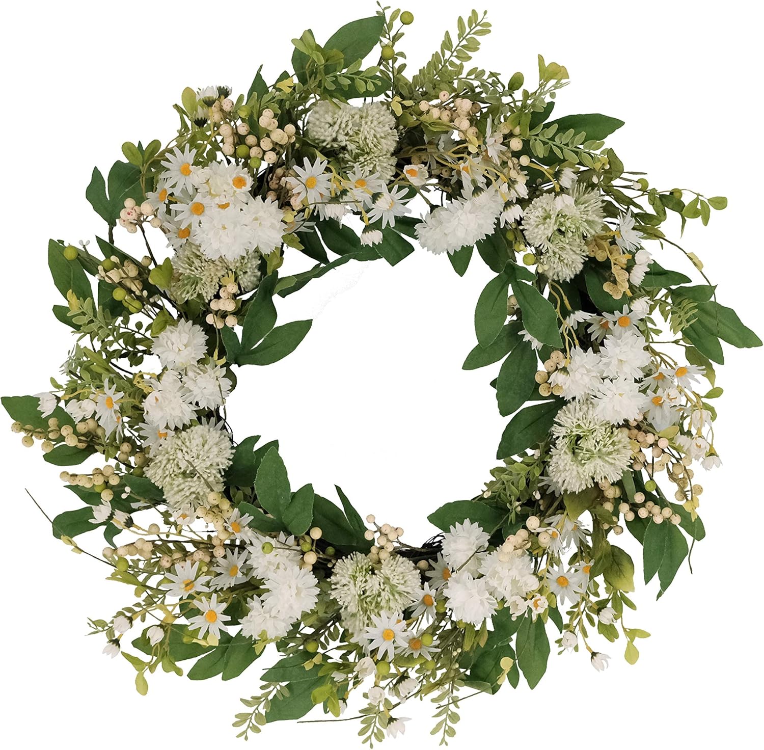 Puleo International 30 Inch Artificial Chrysanthemum Daisy Door Wreath
