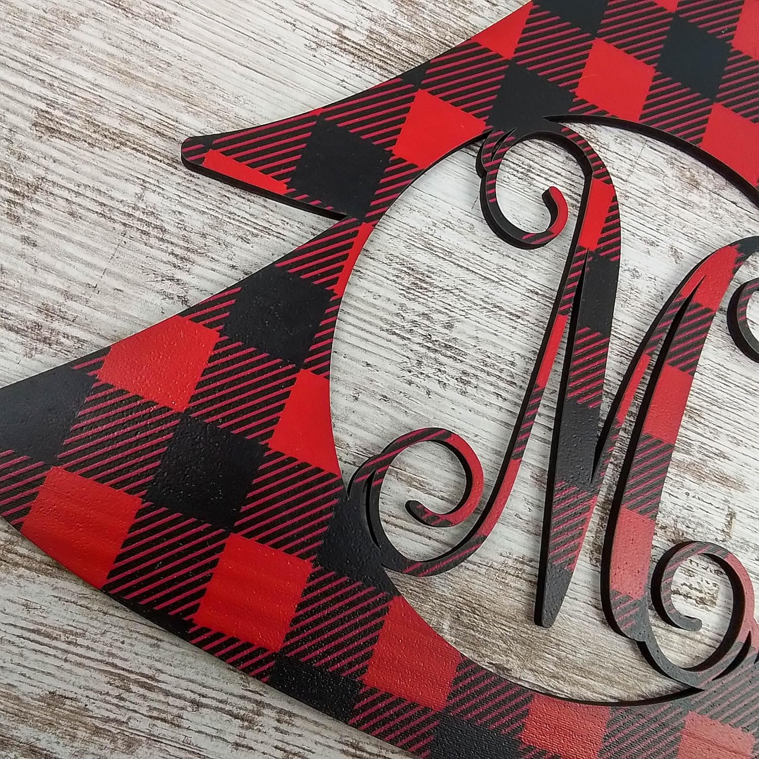 18 Inch Monogram Door Hanger with Red-Black Bow