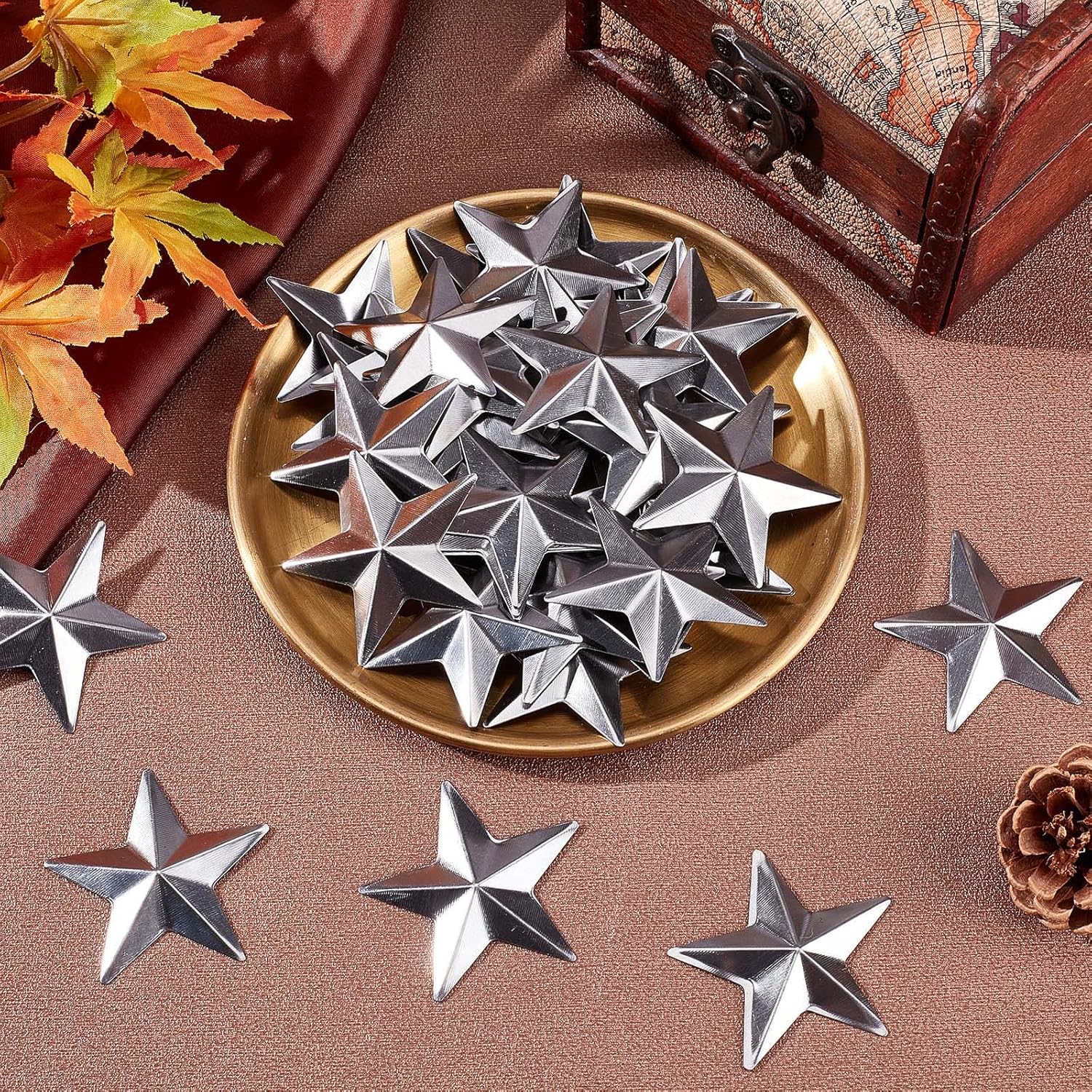 GORGECRAFT 100PCS 2 Inch Primitive Silver Metal Stars