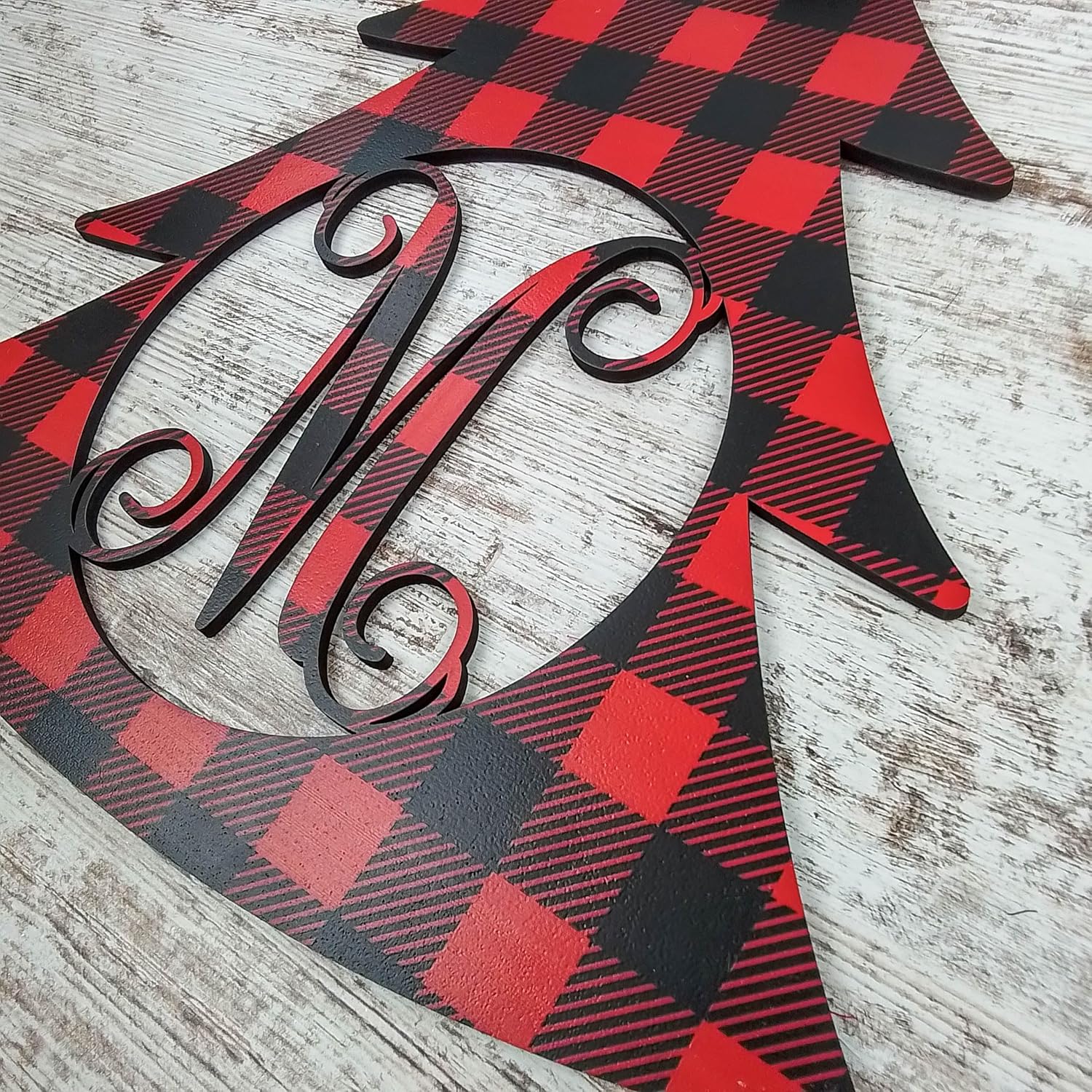 18 Inch Monogram Door Hanger with Red-Black Bow