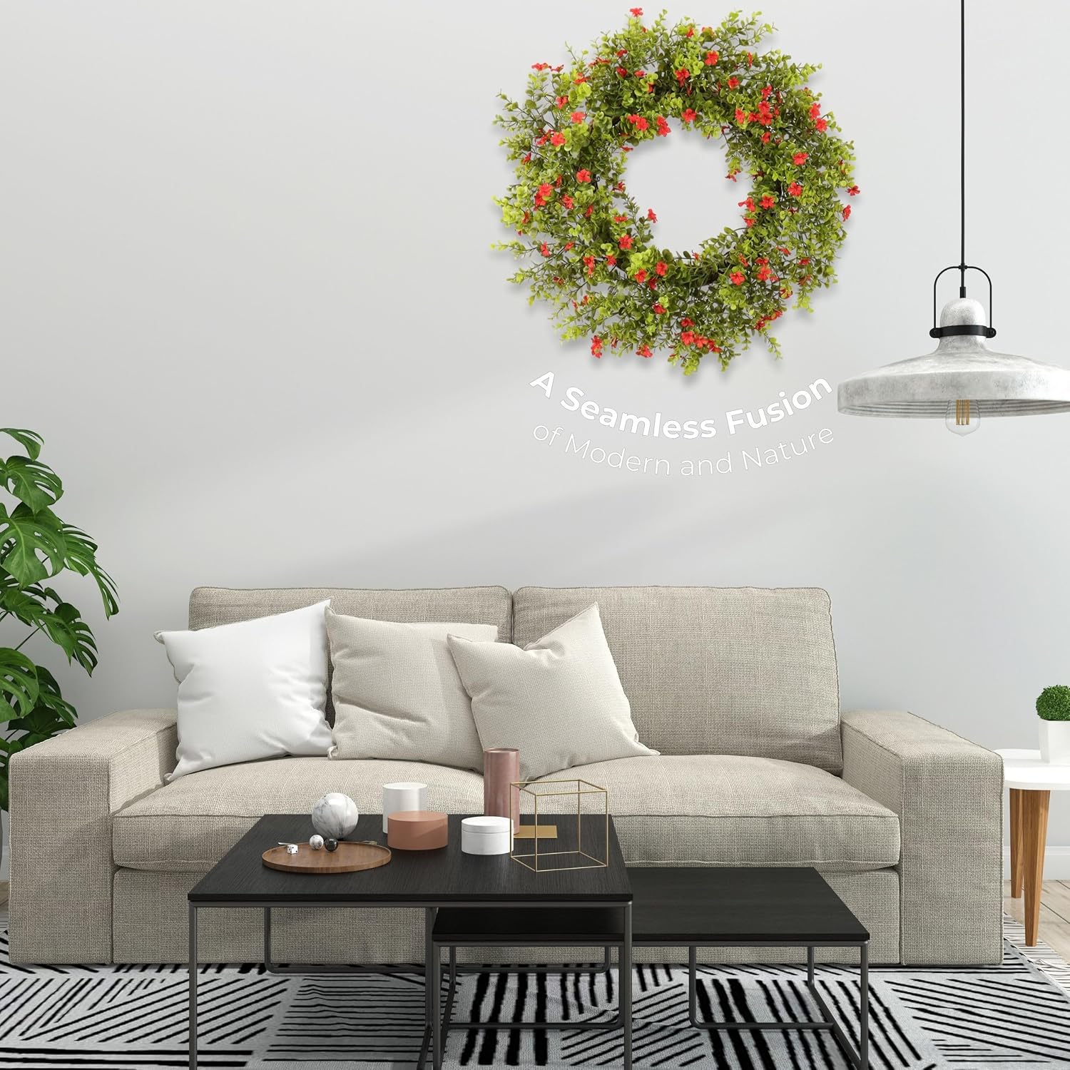 20 Inch Boxwood Wreath with Colorful Flowers