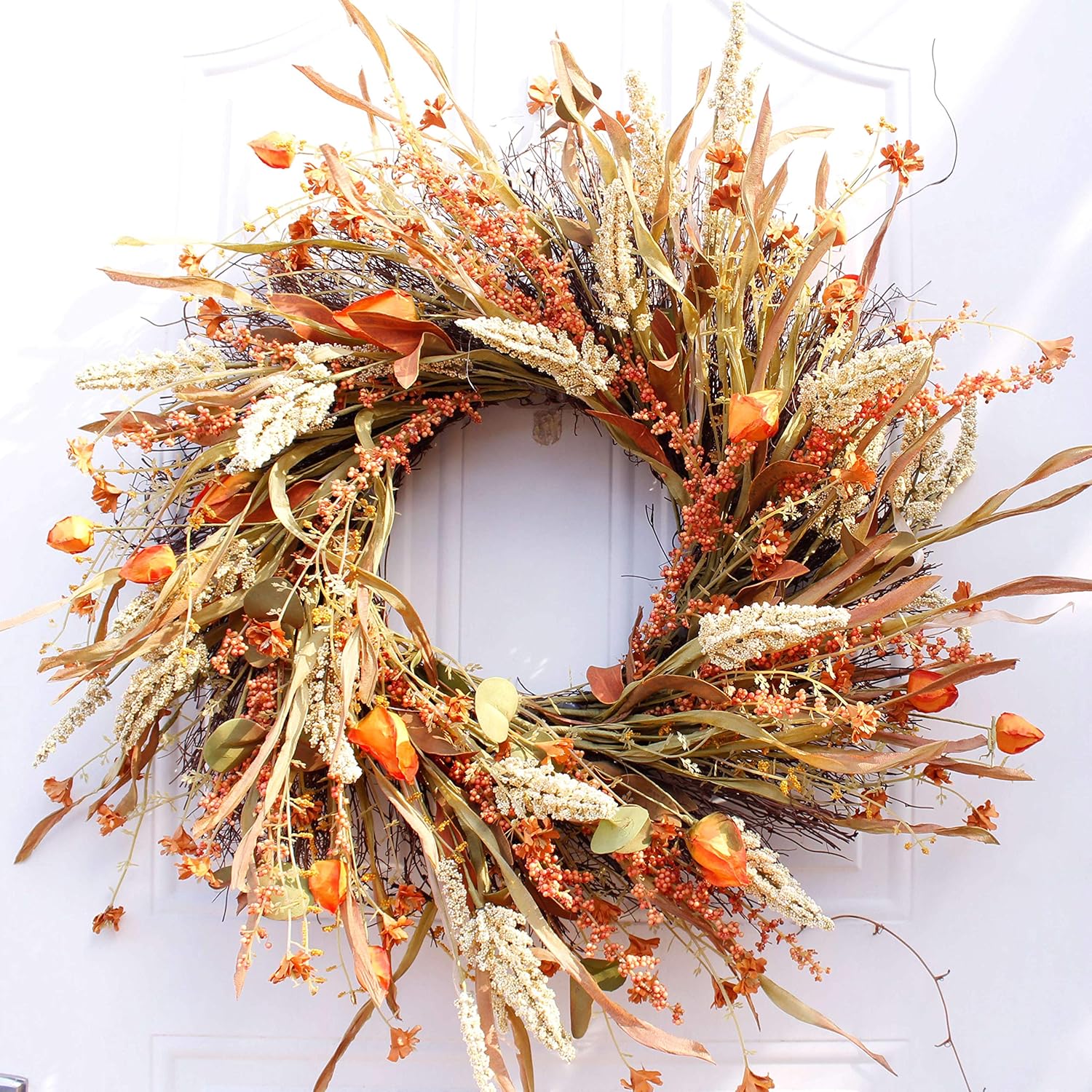 Dseap 24 Inch Fall Wreath for Front Door