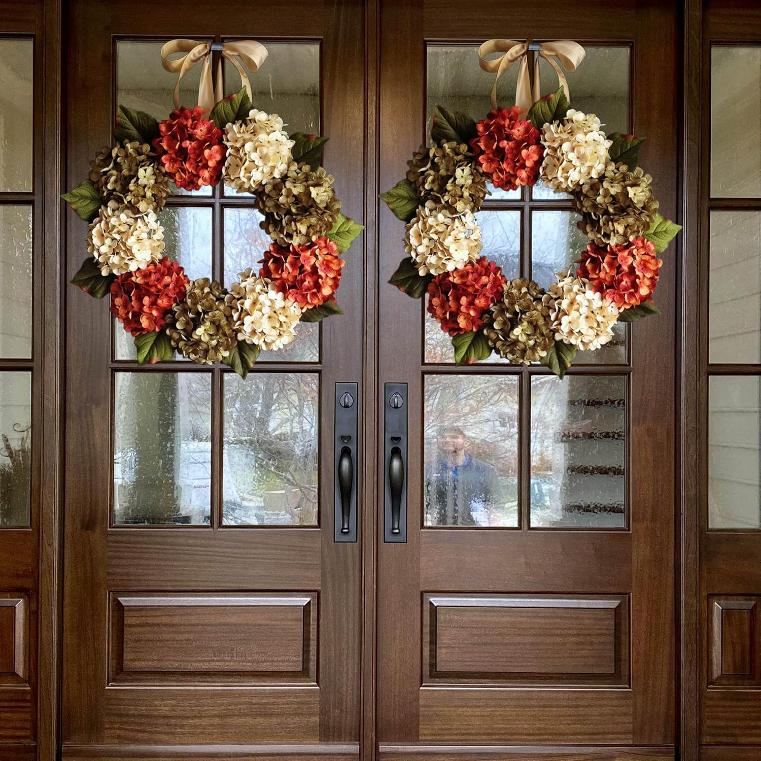 20 Inch Autumn Door Wreath with Leaves and Berries