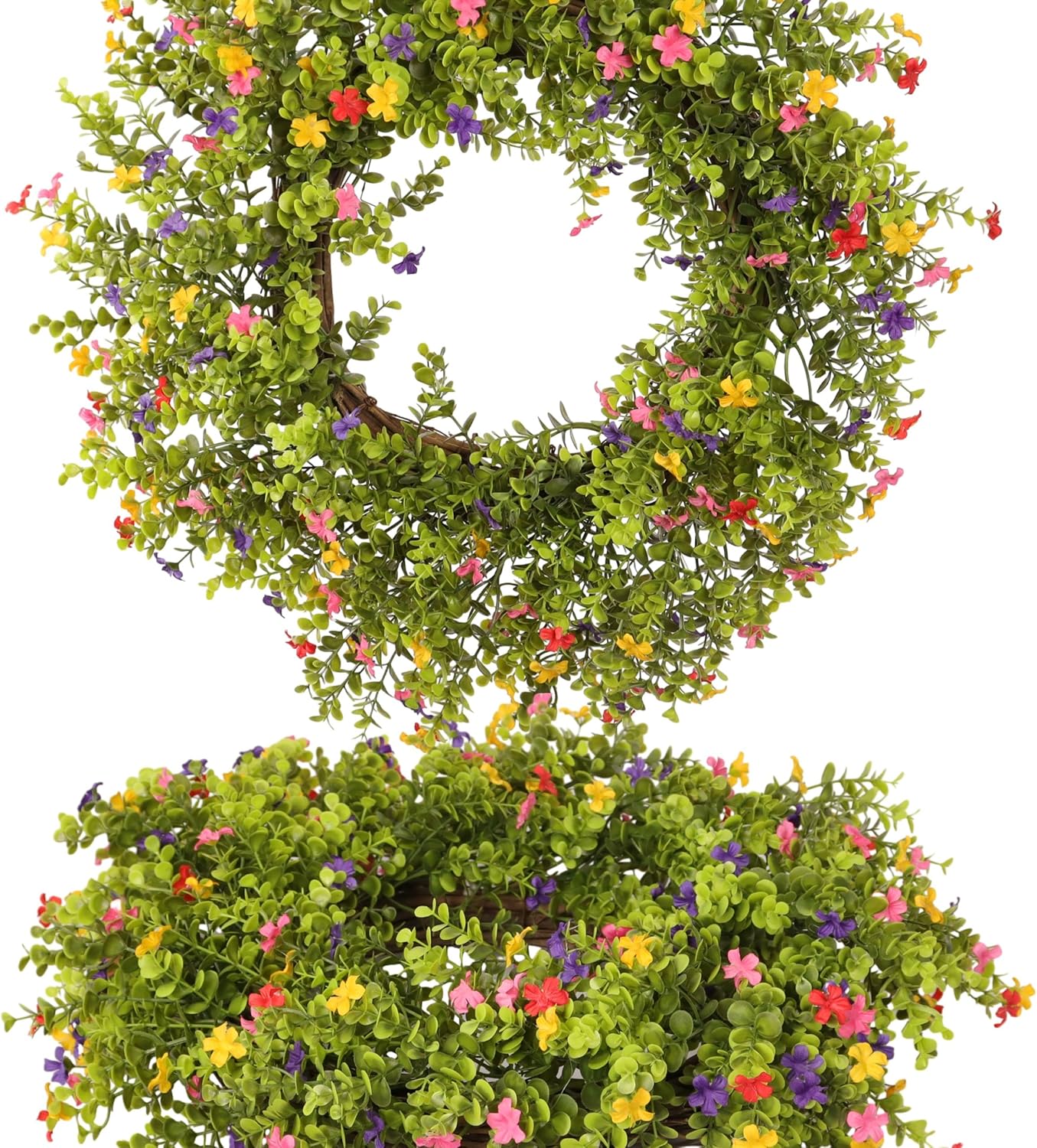 20 Inch Boxwood Wreath with Colorful Flowers