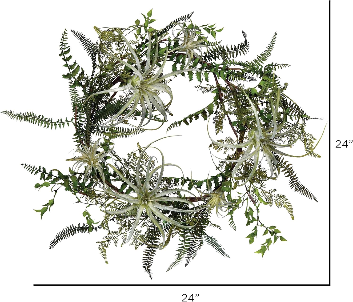 Vickerman 24 Inch Artificial Green Fern Wreath