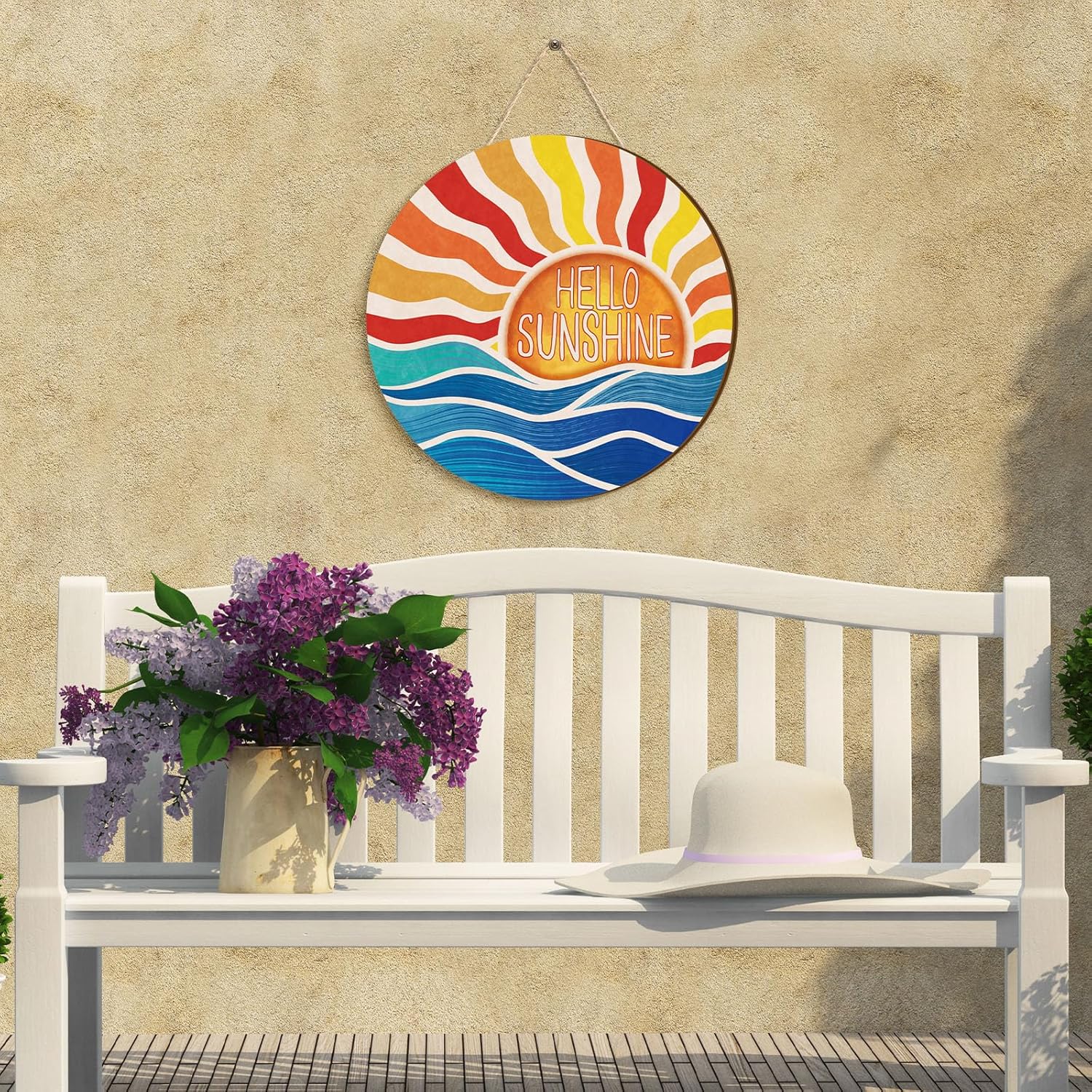 Hello Sunshine Summer Door Wreath Sign Decor