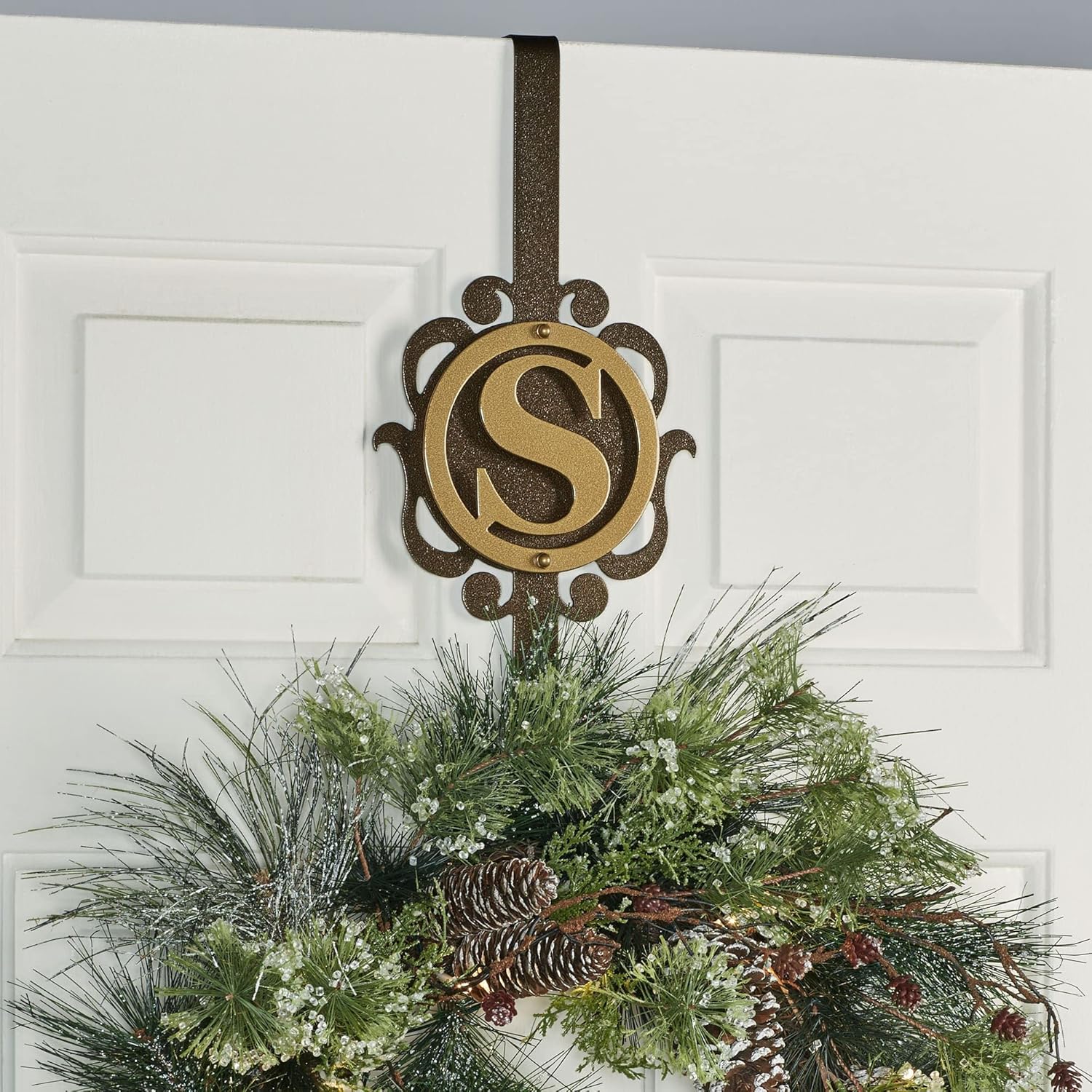 Touch of Class Overture Metal Monogram Wreath Hanger Gold Bronze