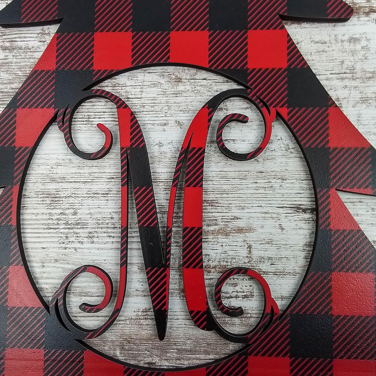 18 Inch Monogram Door Hanger with Red-Black Bow