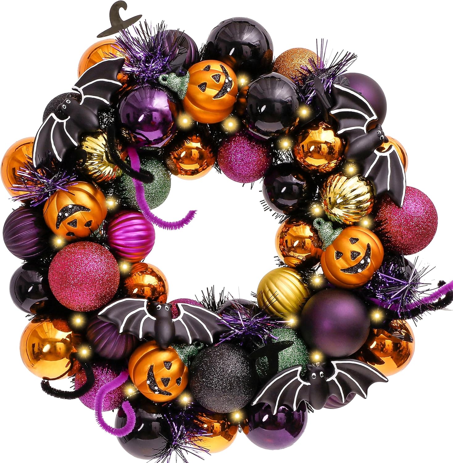 Valery Madelyn Pre-Lit Pumpkin Ball Wreath 12 Inch