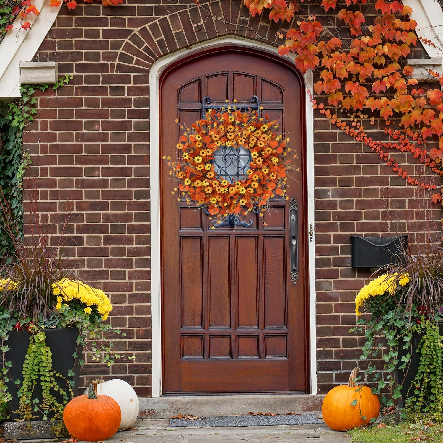 Autumn Harvest Wreath 24 Fall Daisy Door Decor